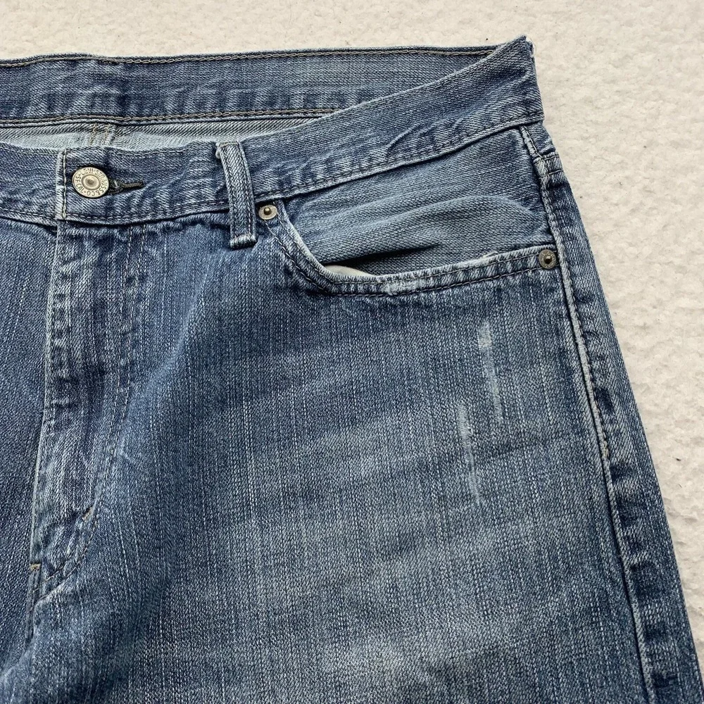 Levi's 514 Jeans Mens 37x30 (Tag 36x30) Light Blue Stone Wash Whiskered Western